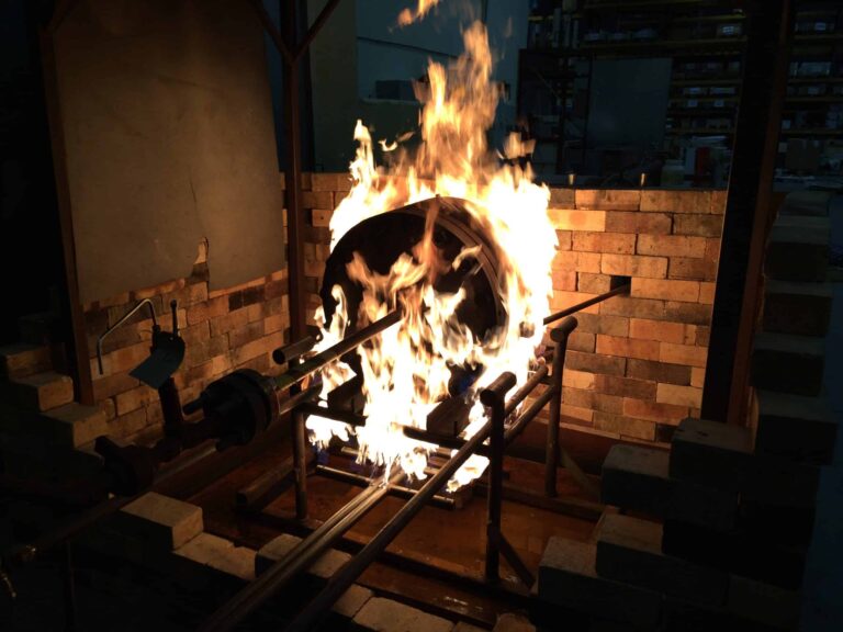 Valve being tested for heat resistance in a fire